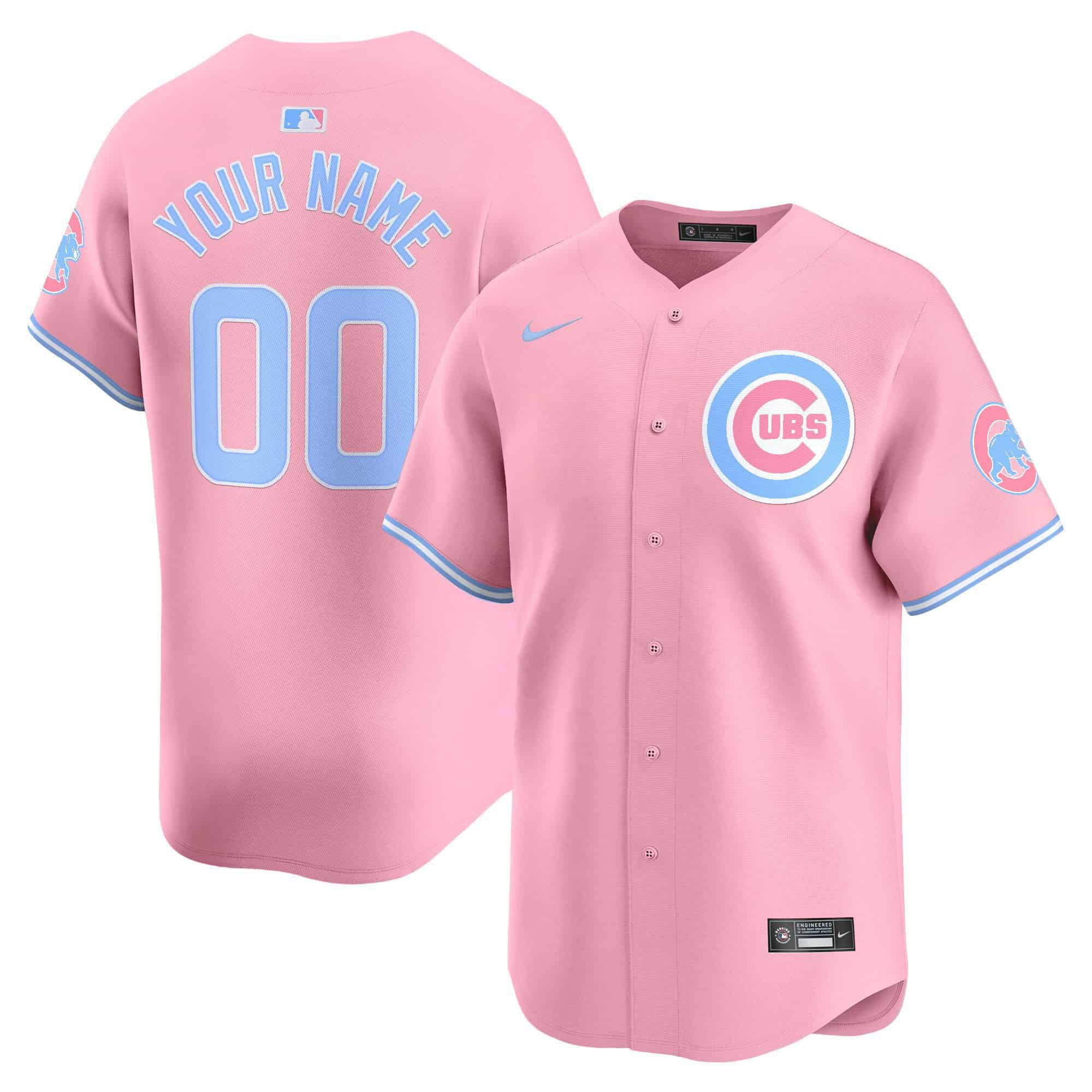 Men Chicago Cubs Bubblegum Pink 2024 Nike Vapor Premier Limited Custom MLB Jersey->->